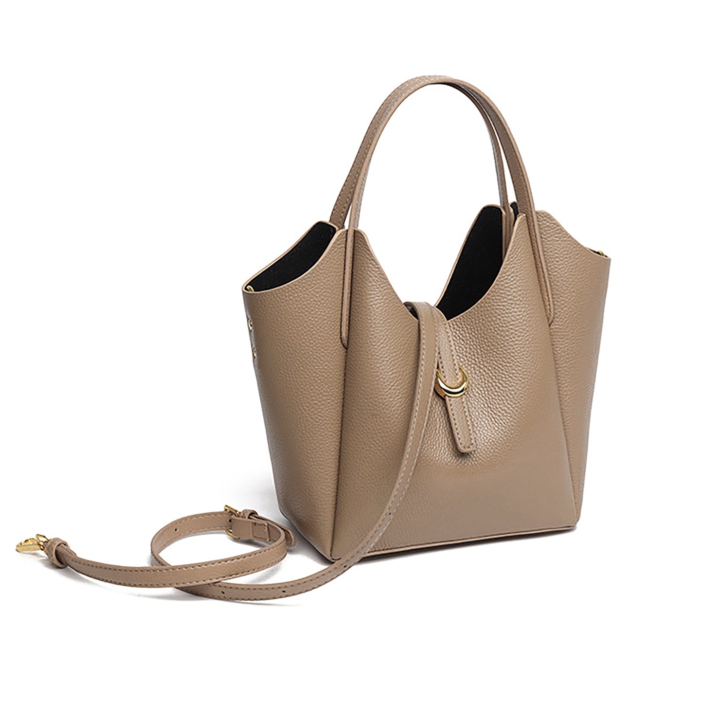 Eiyye Genuine Leather Bucket Bag for Women Bucket Purse Handbag with Adjustable Strap Casual Shoulder Crossbody Bag for Work Travel Shopping