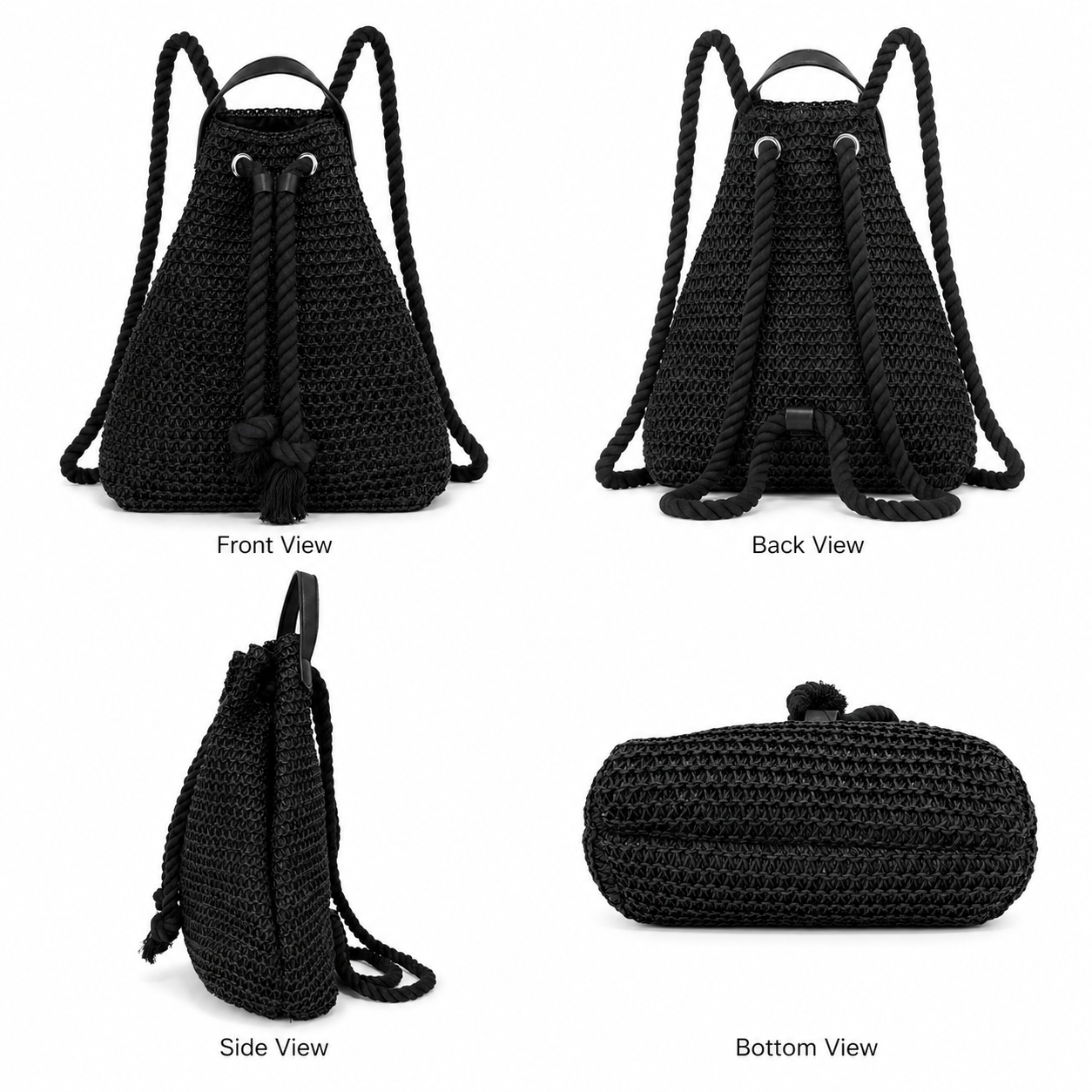 Eiyye Woven Straw Backpack for Women Men – Lightweight Paper Rope Drawstring Backpack Purse with Adjustable Shoulder Straps