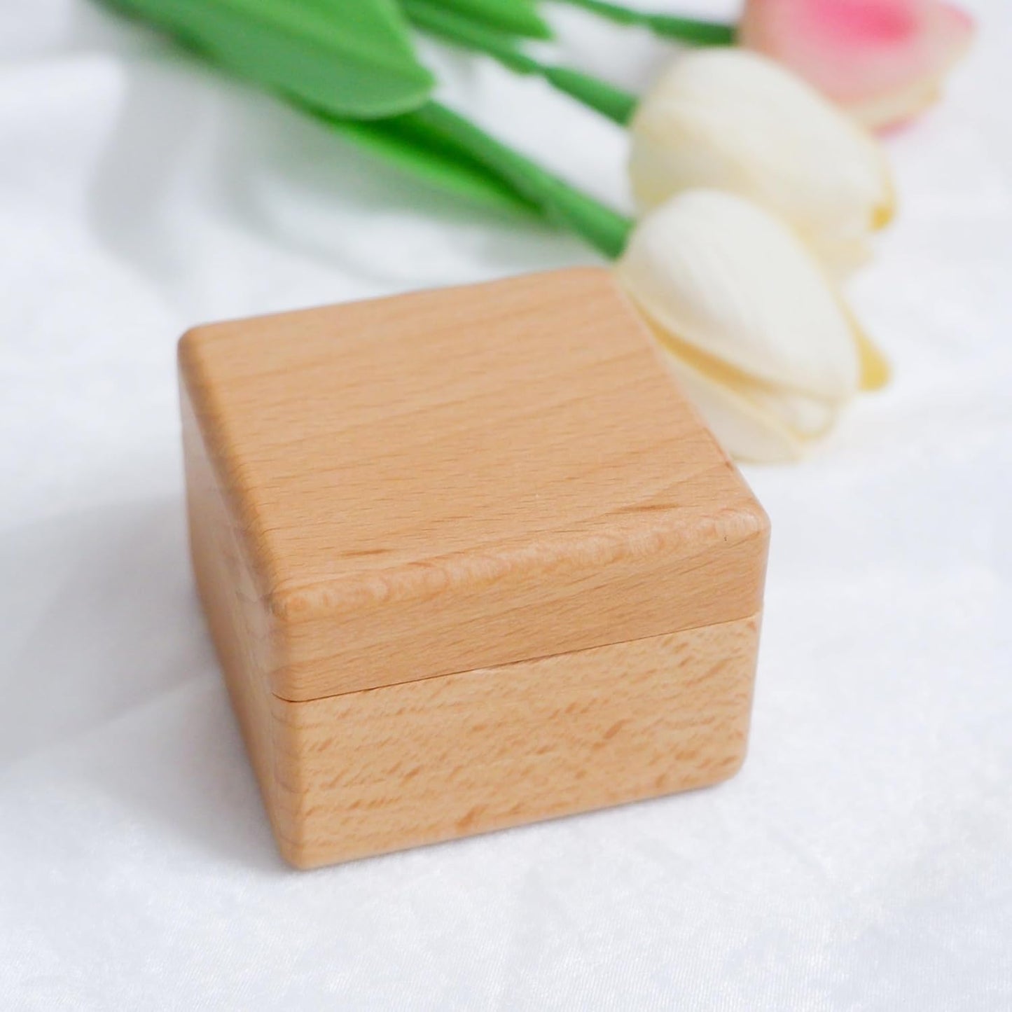 Eiyye Wooden Rings Box Wedding Ring Box Ring Holder Box with Single Slot Red Velvet Jewelry Gift Ring Box Handmade for Proposal Anniversary Engagement Wedding