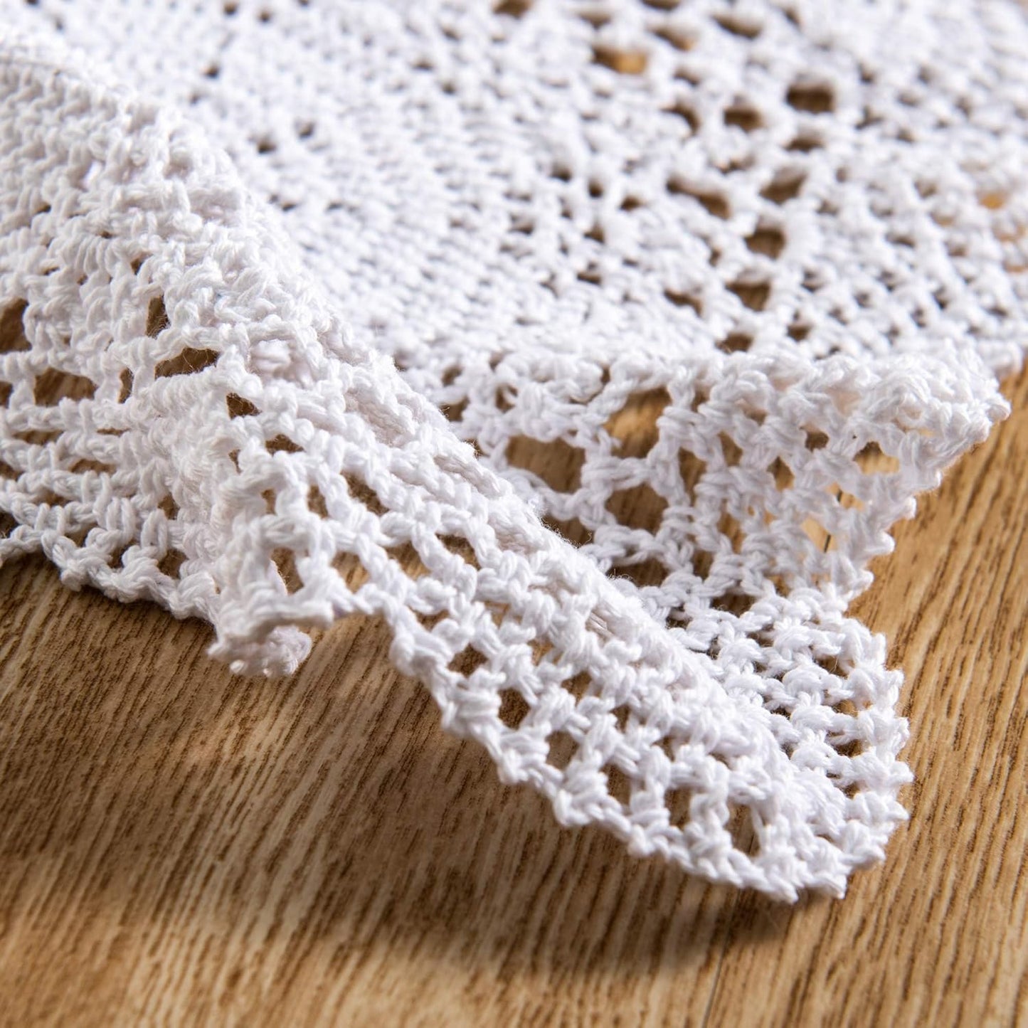 Eiyye 2-Pieces Handmade Cotton Crochet Doilies Oval Lace Table Placemats 12 x17inch, Beige