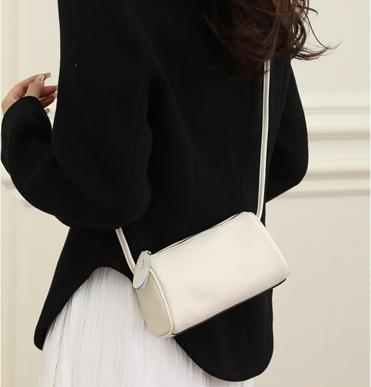 White Leather Crossbody Bag styled for a crossbody look with a graceful silhouette and versatile everyday appeal