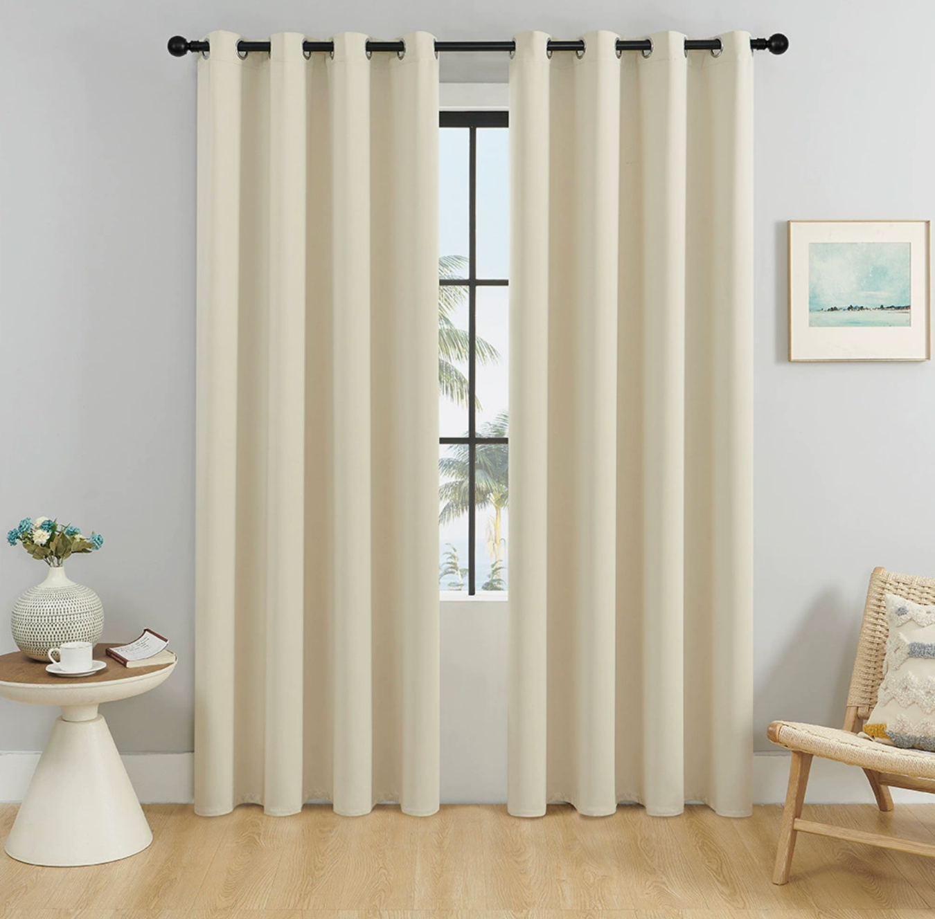 Eiyye Total Blackout Thermal Insulated Curtain Panel - High Density Polyester in Beige, 52"x84"
