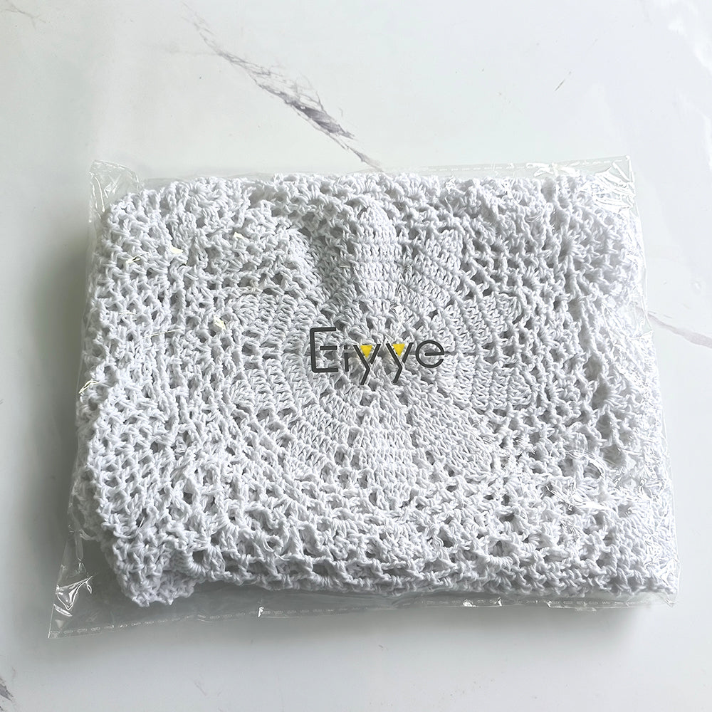 Eiyye Handmade Rectangle Doilies, 2-Piece Handmade Crochet Cotton Doilies Lace Table Crochet Placemats Coaster 10.6x16.9 inch (Beige)