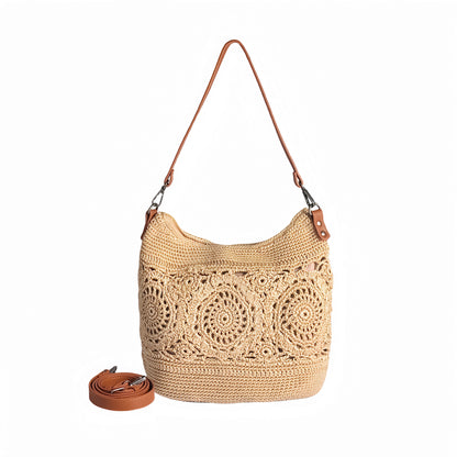 Eiyye Hobo Purse Crochet Crossbody Bag for Women Handmade Lace Large Tote Bag for Travel and Daily Use