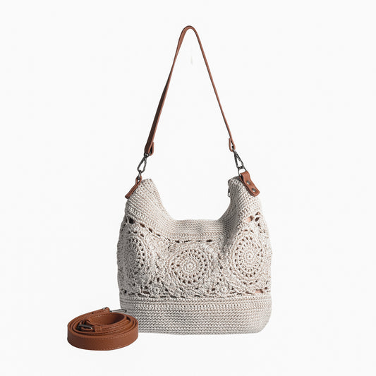 Eiyye Hobo Purse Crochet Crossbody Bag for Women Handmade Lace Large Tote Bag for Travel and Daily Use