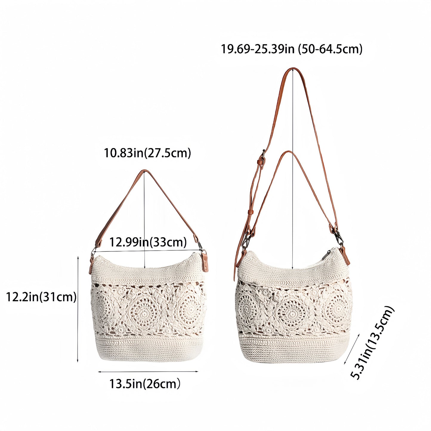 Eiyye Hobo Purse Crochet Crossbody Bag for Women Handmade Lace Large Tote Bag for Travel and Daily Use