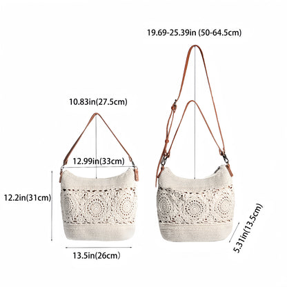 Eiyye Hobo Purse Crochet Crossbody Bag for Women Handmade Lace Large Tote Bag for Travel and Daily Use