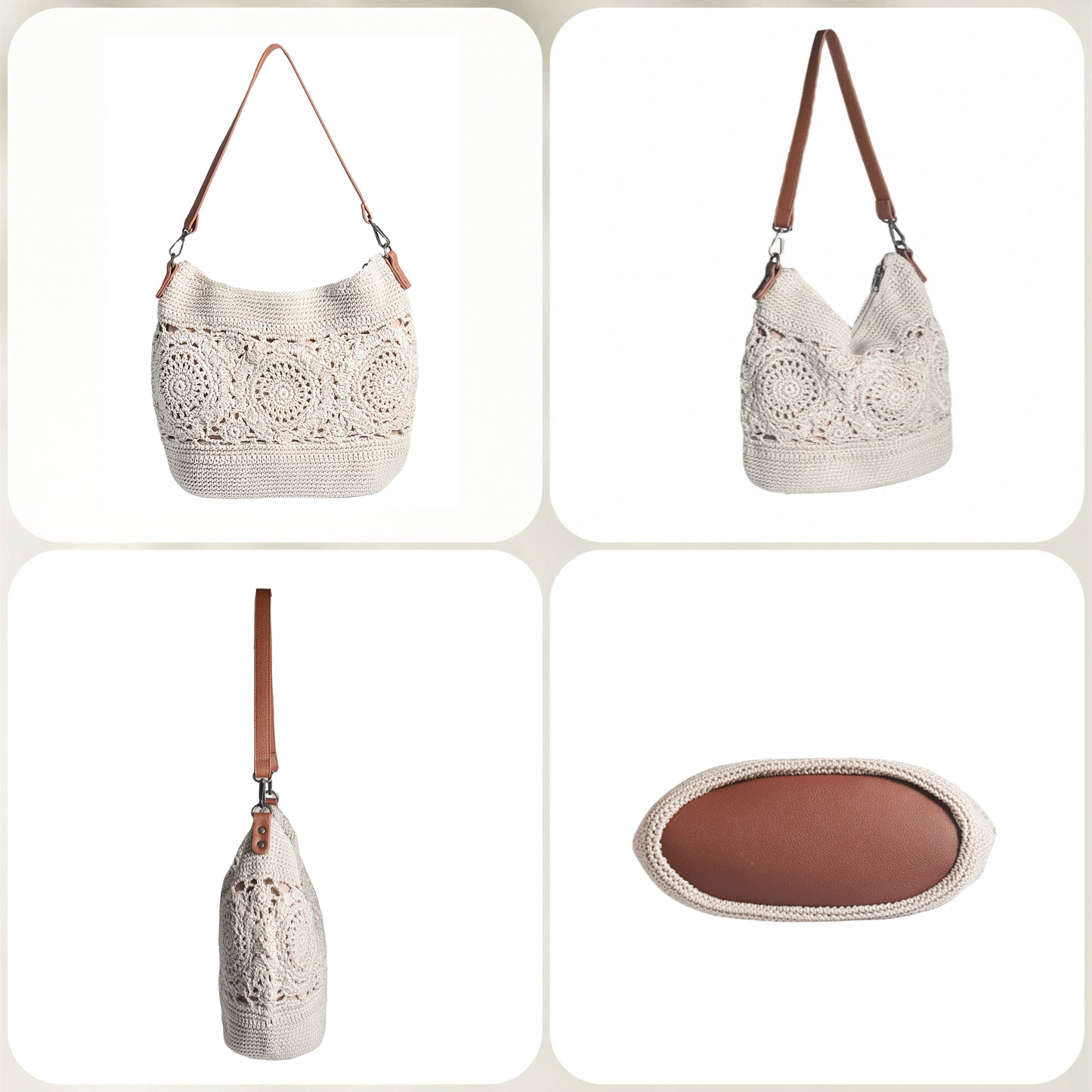 Eiyye Hobo Purse Crochet Crossbody Bag for Women Handmade Lace Large Tote Bag for Travel and Daily Use