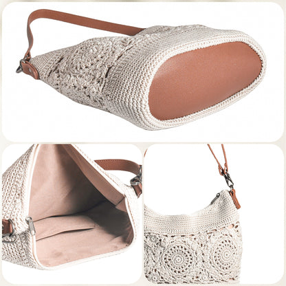 Eiyye Hobo Purse Crochet Crossbody Bag for Women Handmade Lace Large Tote Bag for Travel and Daily Use