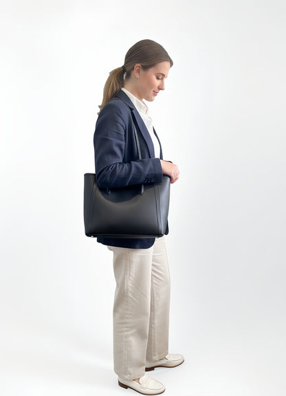 Eiyye Large Leather Tote Bag – Zip Shoulder Handbag, Laptop-Friendly