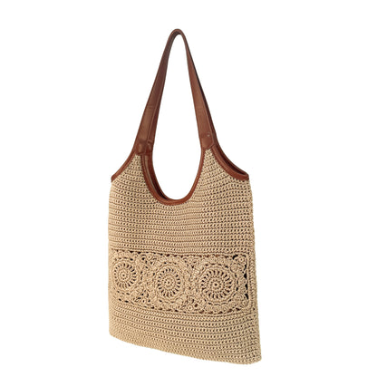 Eiyye Crochet Shoulder Bag for Women Handwoven Cotton Boho Tote Casual Handmade Woven Handbag for Travel & Everyday Use