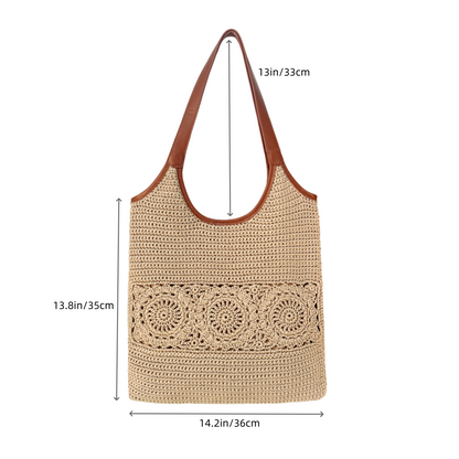 Eiyye Crochet Shoulder Bag for Women Handwoven Cotton Boho Tote Casual Handmade Woven Handbag for Travel & Everyday Use