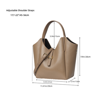 Eiyye Genuine Leather Bucket Bag for Women Bucket Purse Handbag with Adjustable Strap Casual Shoulder Crossbody Bag for Work Travel Shopping