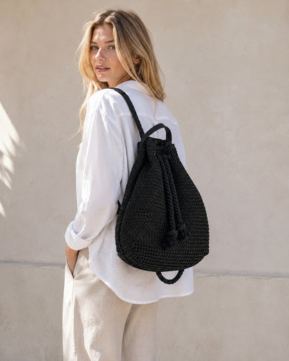 Eiyye Woven Straw Backpack for Women Men – Lightweight Paper Rope Drawstring Backpack Purse with Adjustable Shoulder Straps