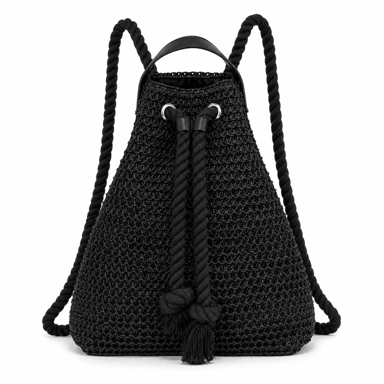 Eiyye Woven Straw Backpack for Women Men – Lightweight Paper Rope Drawstring Backpack Purse with Adjustable Shoulder Straps