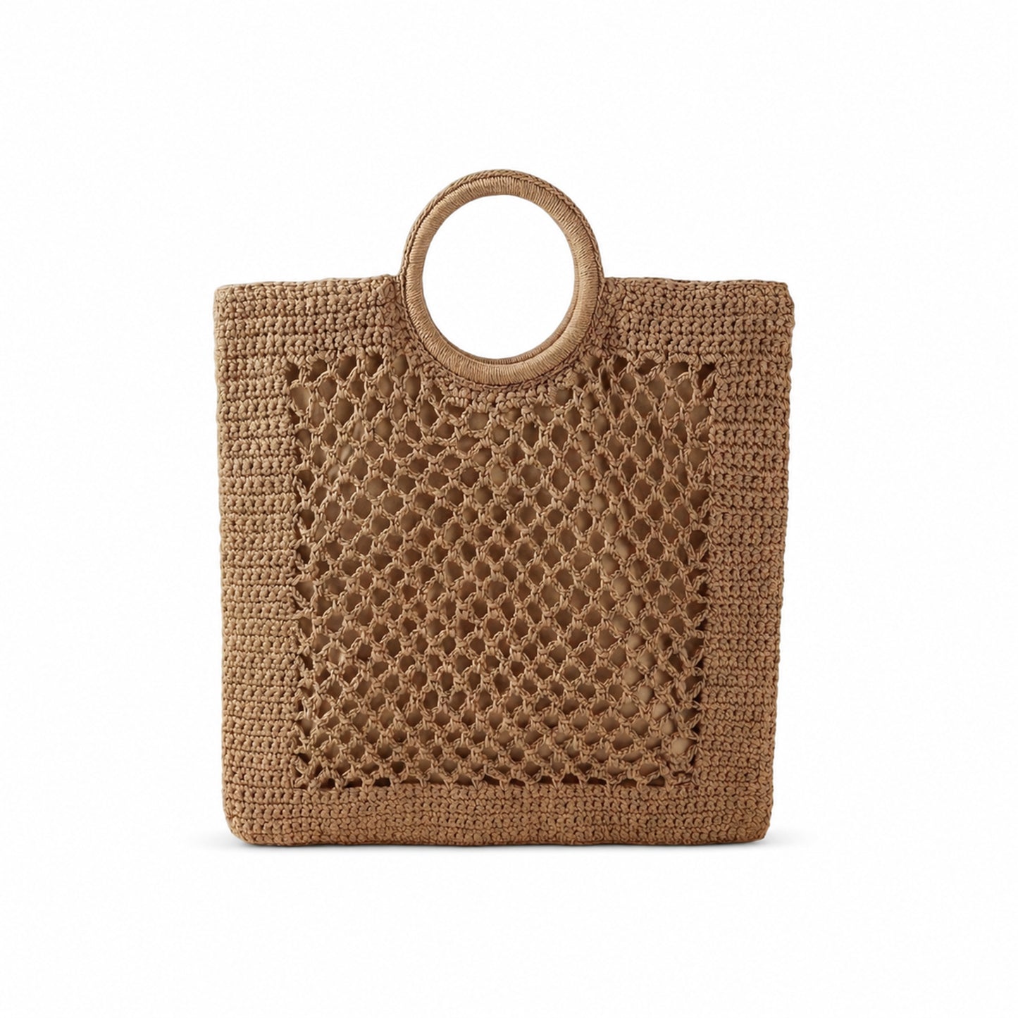 Eiyye Crochet Tote Bag for Women – Boho Handwoven Summer Beach Bag with Round Handle