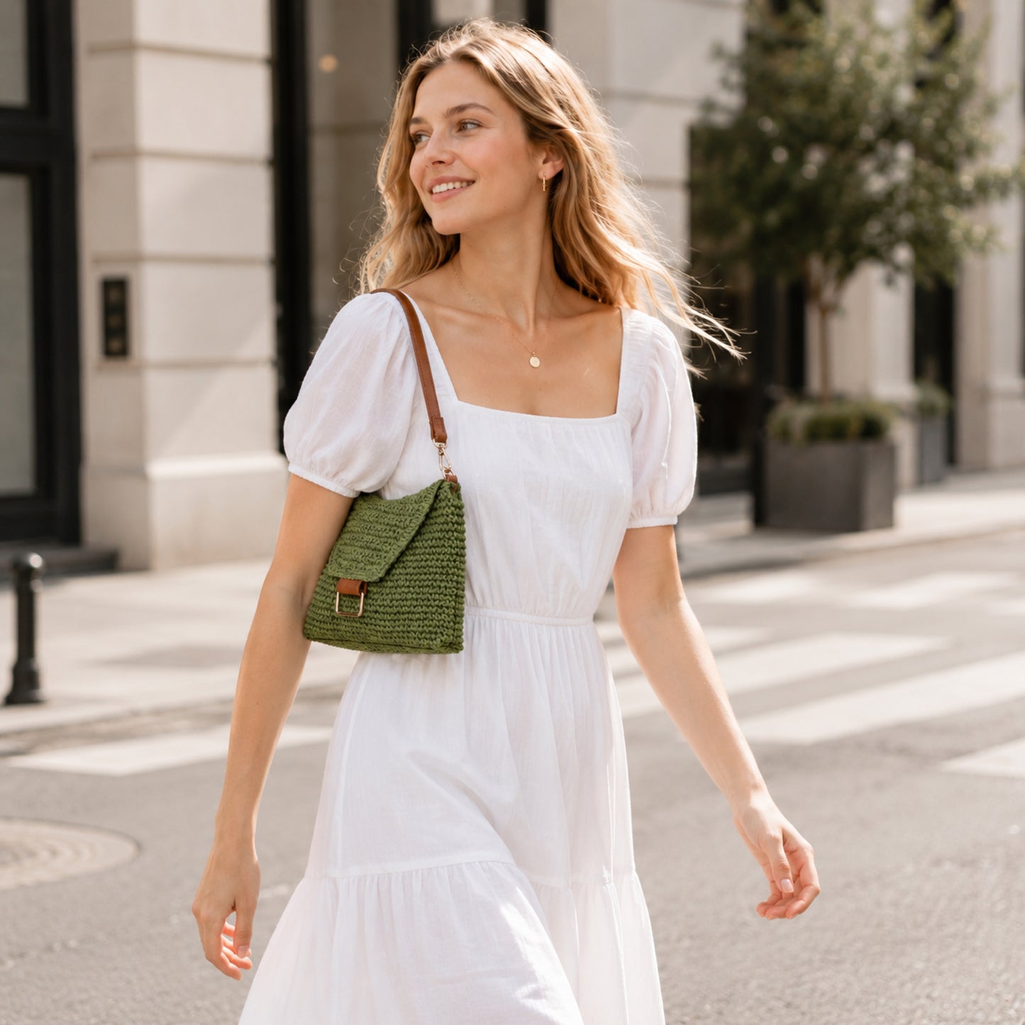 Eiyye Woven Straw Shoulder Bag for Women Crochet Boho Handbag with Zipper Closure & 2 Straps Lightweight Summer Beach Tote Purse for Travel Daily Use