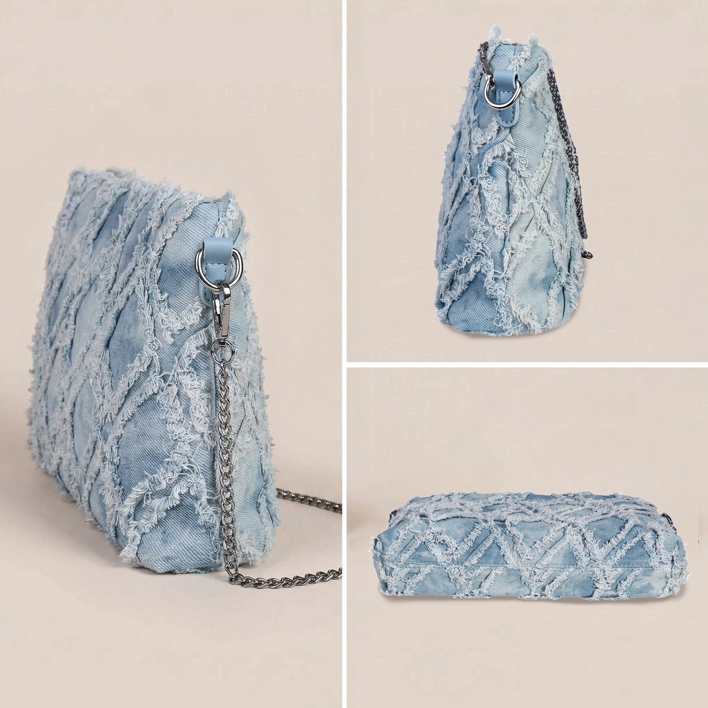 Eiyye Women’s Denim Chain  Crossbody Bag – Adjustable Shoulder Purse