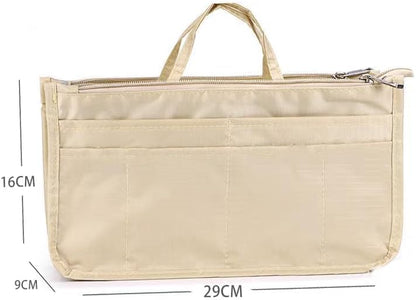 Eiyye 13-Pocket Purse Organizer Tote Bag Insert with Zipper Large Capacity Bag Organizer for Handbags Nylon Tote Insert for Women