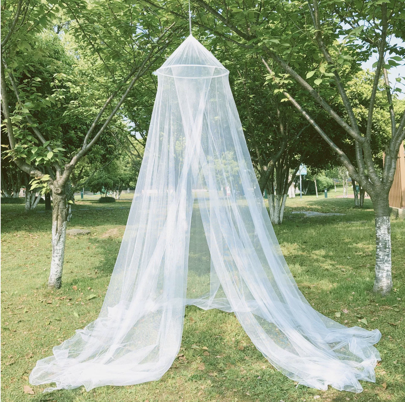 Eiyye Hanging Dome Mosquito Net with Decorative Bed Valance Set
