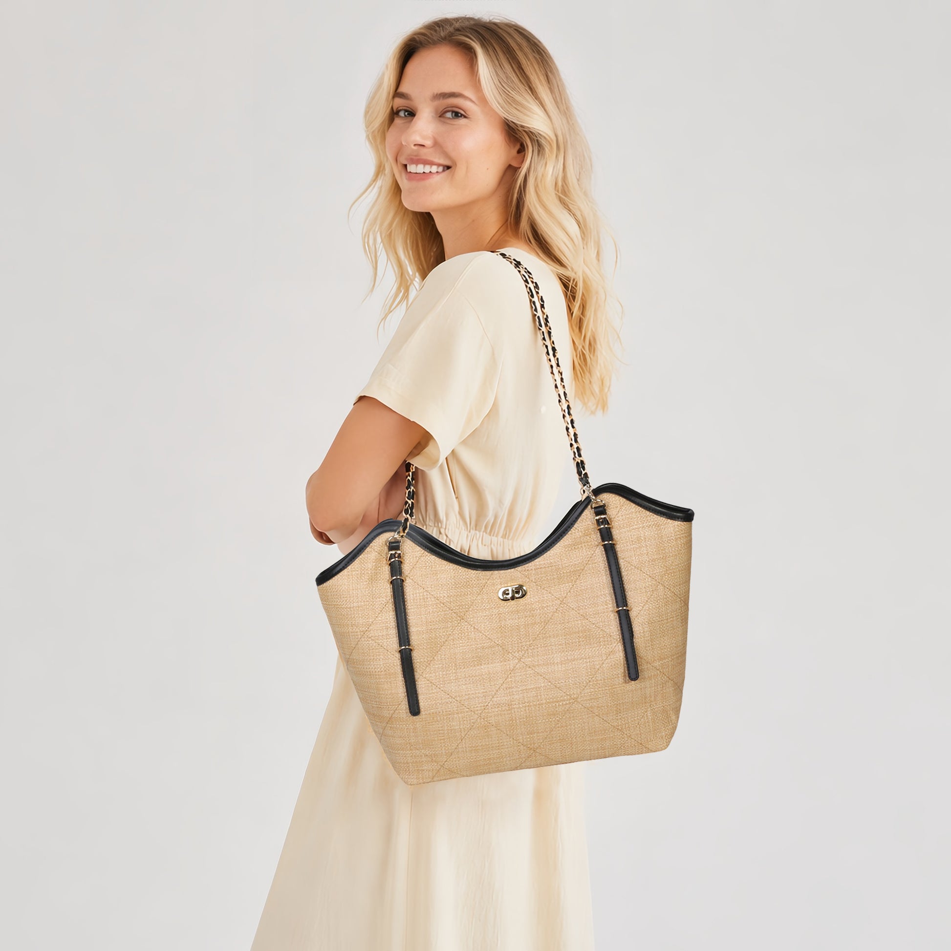 Lightweight woven tote bag for work shopping and daily use