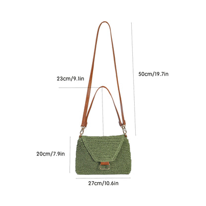 Eiyye Woven Straw Shoulder Bag for Women Crochet Boho Handbag with Zipper Closure & 2 Straps Lightweight Summer Beach Tote Purse for Travel Daily Use