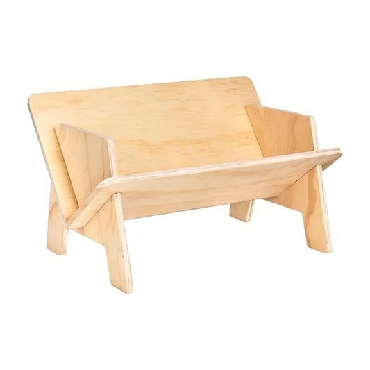 Eiyye Tabletop Bookshelf Small Desktop Bookcase Organizer, Solid Pine Book Caddy with V-Shape Design, Tool-Free Assembly Book Rack for Office, Bedroom, Dorm, Natural Finish