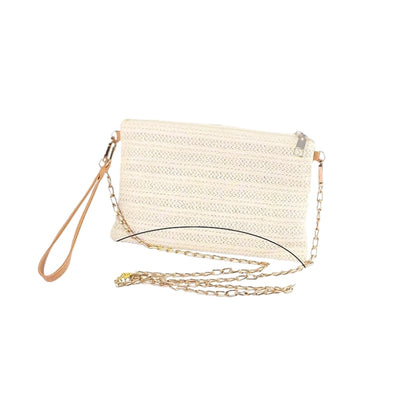Eiyye Straw Clutch Purse Womens Handbag Boho Summer Beach Purse Wristlet Wallets with Zipper Chains