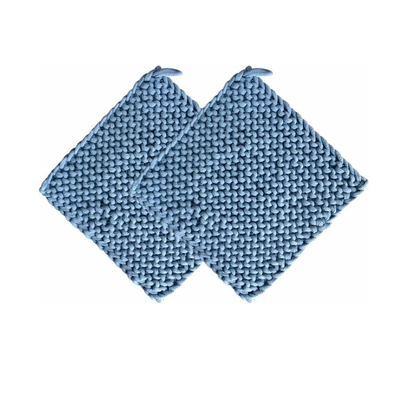 Eiyye Thick Crocheted Pot Holders, Handmade Hot Pads Crocheted Trivets for Kitchen hot Dishes(2-Pack), 8"x8" (White and Taupe)