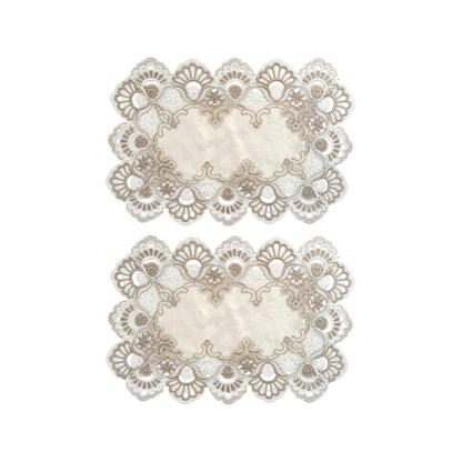 Eiyye Lace Placemats Handmade Rectangle Doilies Table Runner Coffee Table Decor Vintage Embroidery for Cottagecore & Home Décor