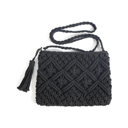 Eiyye handmade crochet cotton crossbody bag with zipper, approx 10x8 inches