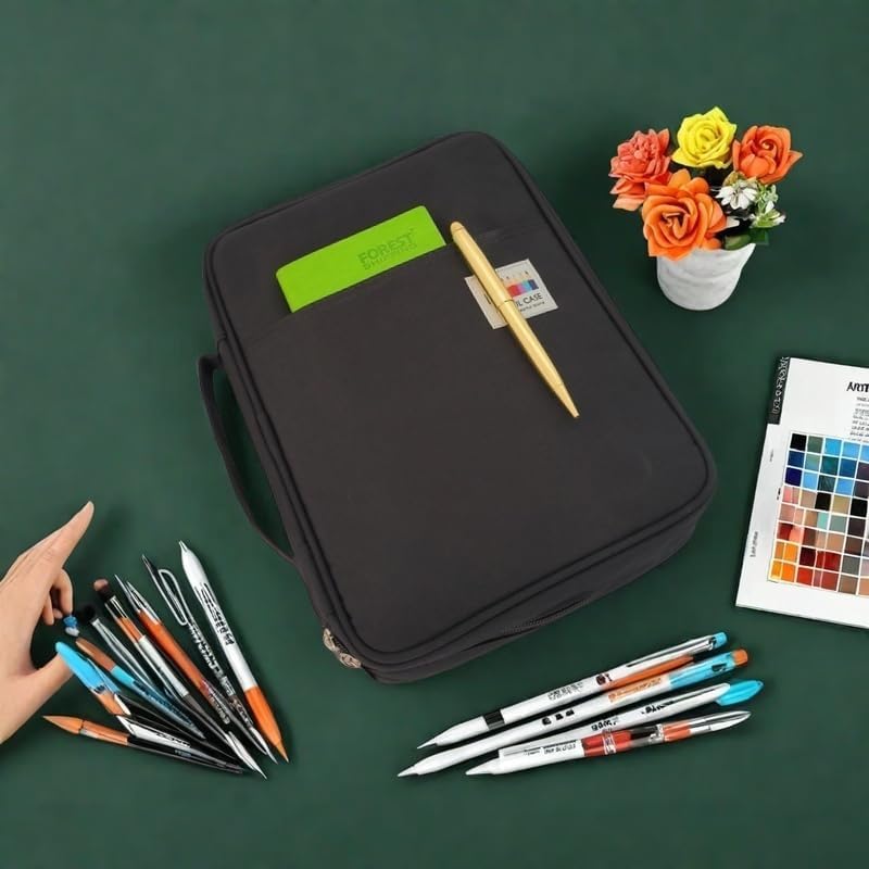 Eiyye Portable Colored Pencil Case Large Capacity Zippered Pencil Holder, Holds 166 Pencils & Gel Pens