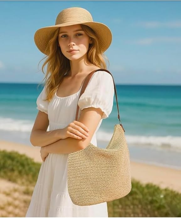 Street-style shot—bag worn on shoulder with blazer