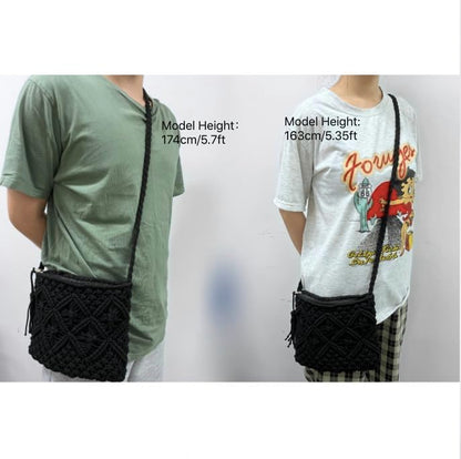 Eiyye Handmade Crochet Crossbody Bag – Cotton Rope Boho Purse with Zipper (10" × 8")