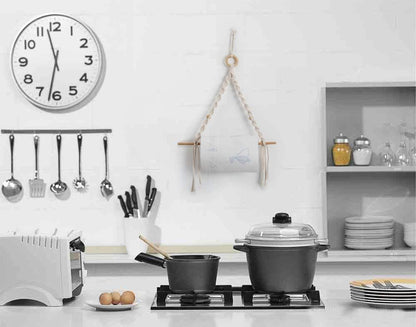 Eiyye Handmade Paper Towel Holder Boho Paper Towel Holder Cotton Rope Macrame Toilet Paper Holder Towel Rack for Bathroom Kitchen