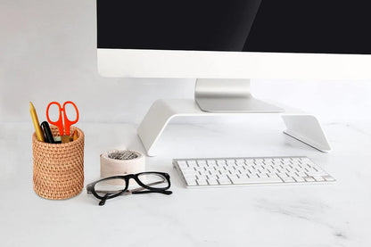Eiyye Handmade Rattan Pencil Holder – Wicker Makeup Brush Cup for Desk & Vanity (Hand-Woven)
