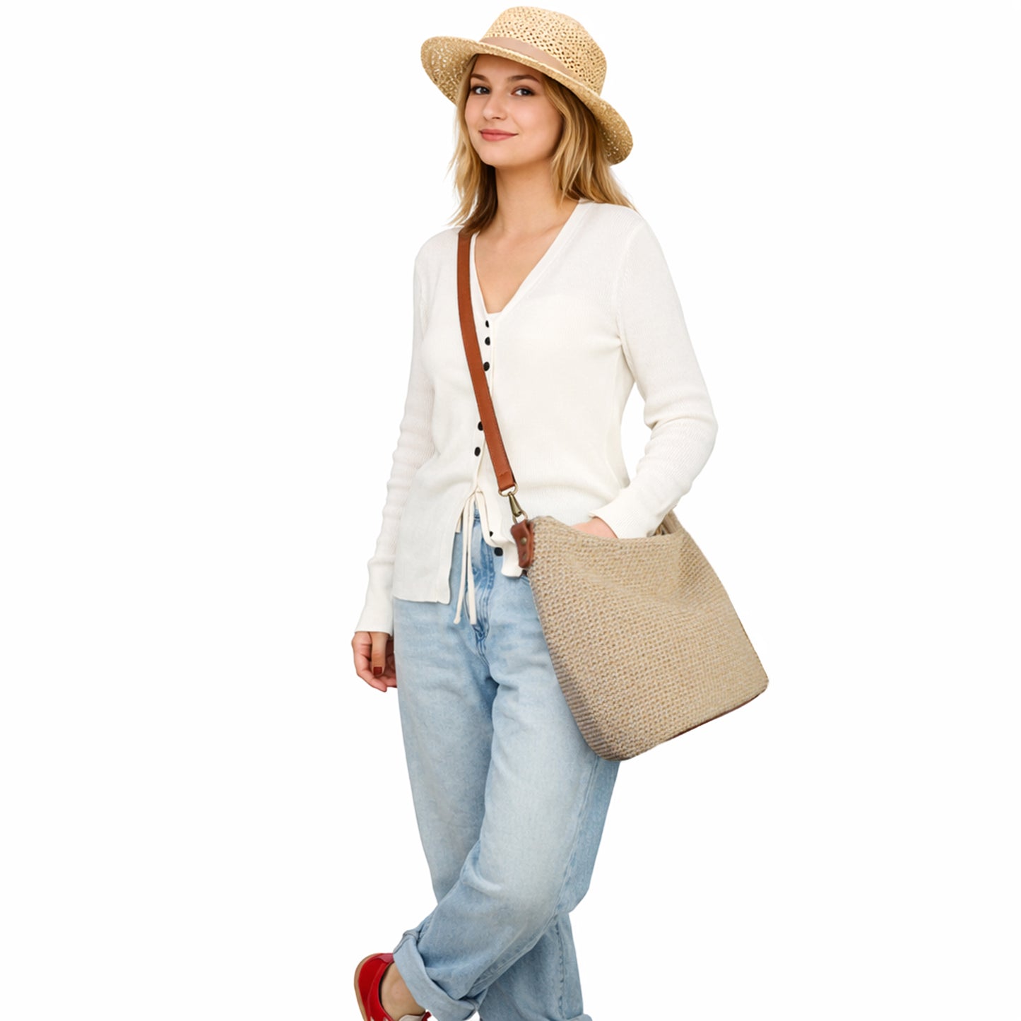 Eiyye Hobo Shoulder Bag Crochet Crossbody Bags for Women Handmade Large Boho Purse for Summer Beach Travel & Everyday Use