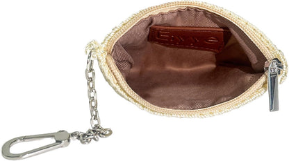 Eiyye Card Holder Wallet Handmade Crochet Small Wallet with Zipper Credit Card Holder for Coin Cards & Driver's License (Khaki)