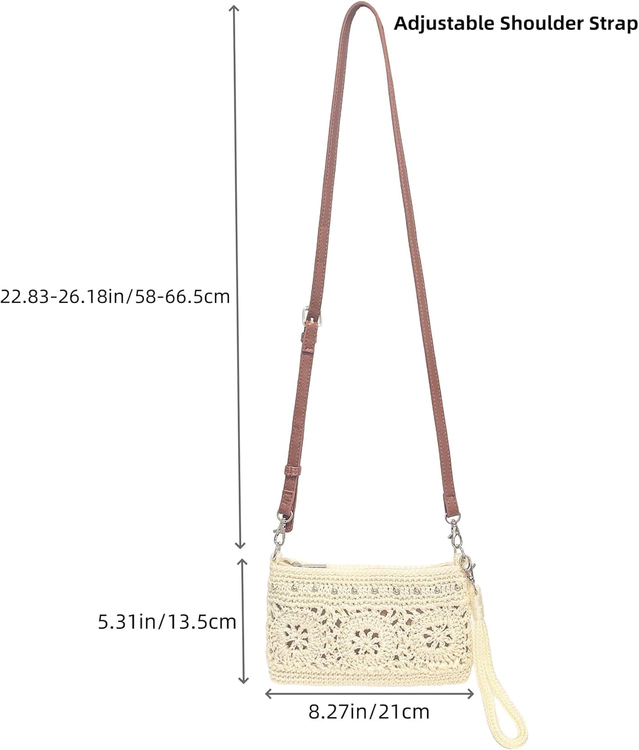 Eiyye Wristlet Wallet Clutch Purse for Women Handmade Crossbody Shoulder Bag Multi-Functional Small Wristlet Purse Phone Bag