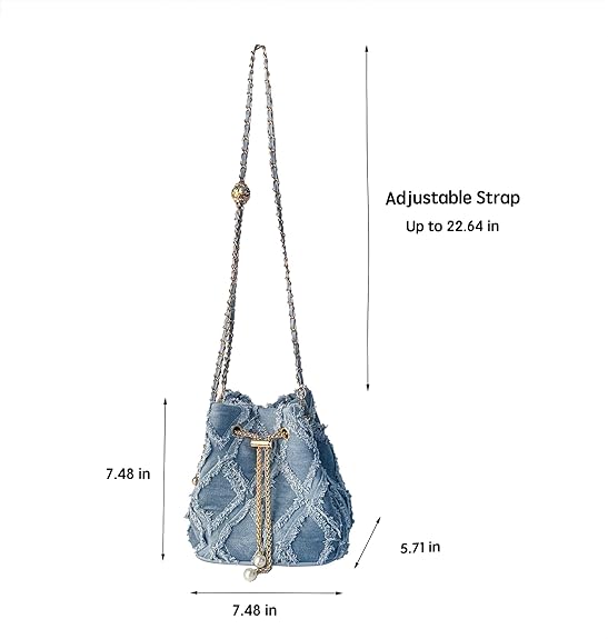 Eiyye Vintage Denim Shoulder Bag for Women Small Jean Purse with Chain Strap Retro Crossbody Bag for Casual, Travel & Fall Outfits