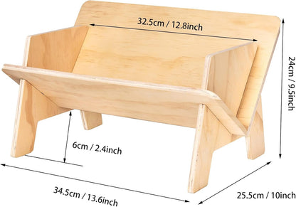 Eiyye Tabletop Bookshelf Small Desktop Bookcase Organizer, Solid Pine Book Caddy with V-Shape Design, Tool-Free Assembly Book Rack for Office, Bedroom, Dorm, Natural Finish