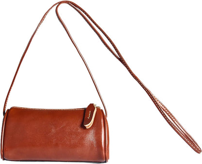 Eiyye Genuine Leather Crossbody Bag for Women Small Barrel Purse Hobo Bags Vintage Top-Grain Shoulder Bag
