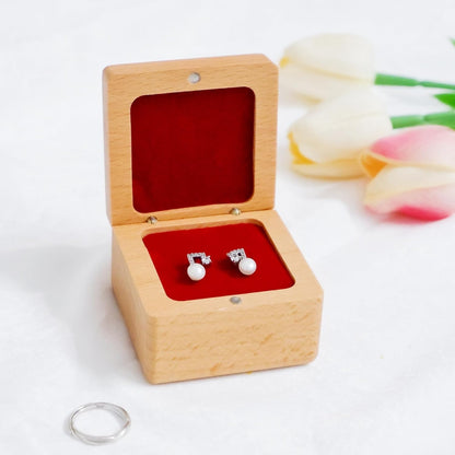Eiyye Wooden Rings Box Wedding Ring Box Ring Holder Box with Single Slot Red Velvet Jewelry Gift Ring Box Handmade for Proposal Anniversary Engagement Wedding