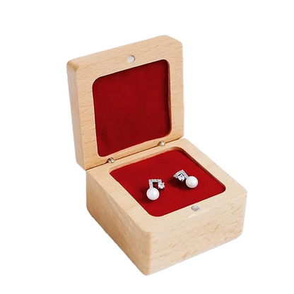 Eiyye Wooden Rings Box Wedding Ring Box Ring Holder Box with Single Slot Red Velvet Jewelry Gift Ring Box Handmade for Proposal Anniversary Engagement Wedding