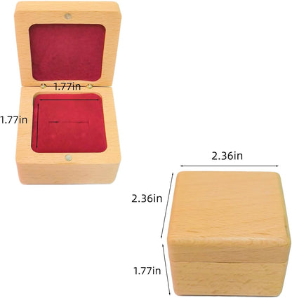Eiyye Wooden Rings Box Wedding Ring Box Ring Holder Box with Single Slot Red Velvet Jewelry Gift Ring Box Handmade for Proposal Anniversary Engagement Wedding