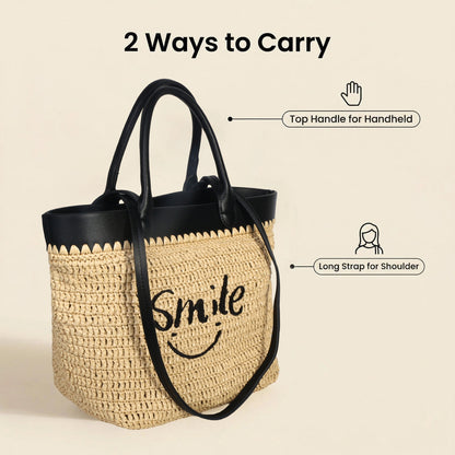 Lightweight woven beach bag for vacation and summer travel