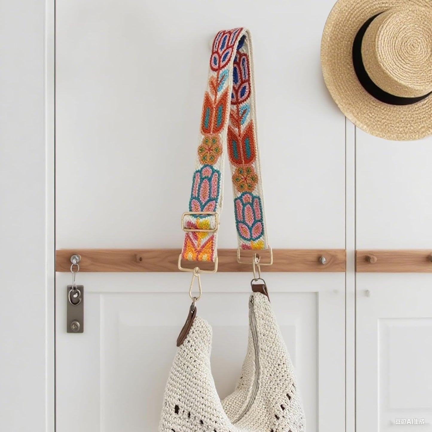 Eiyye Crochet Wide Purse Strap for Women 1.97" Adjustable Replacement Shoulder Strap Boho Bag Strap Crossbody Strap for Handbags, Totes, Guitar & Camera