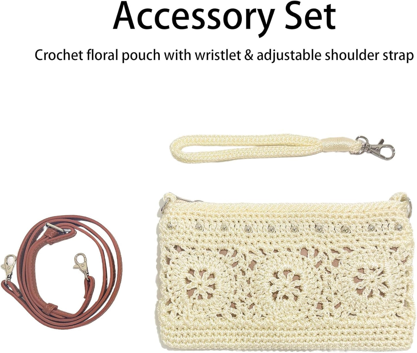 Eiyye Wristlet Wallet Clutch Purse for Women Handmade Crossbody Shoulder Bag Multi-Functional Small Wristlet Purse Phone Bag