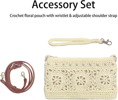 Eiyye Wristlet Wallet Clutch Purse for Women Handmade Crossbody Shoulder Bag Multi-Functional Small Wristlet Purse Phone Bag