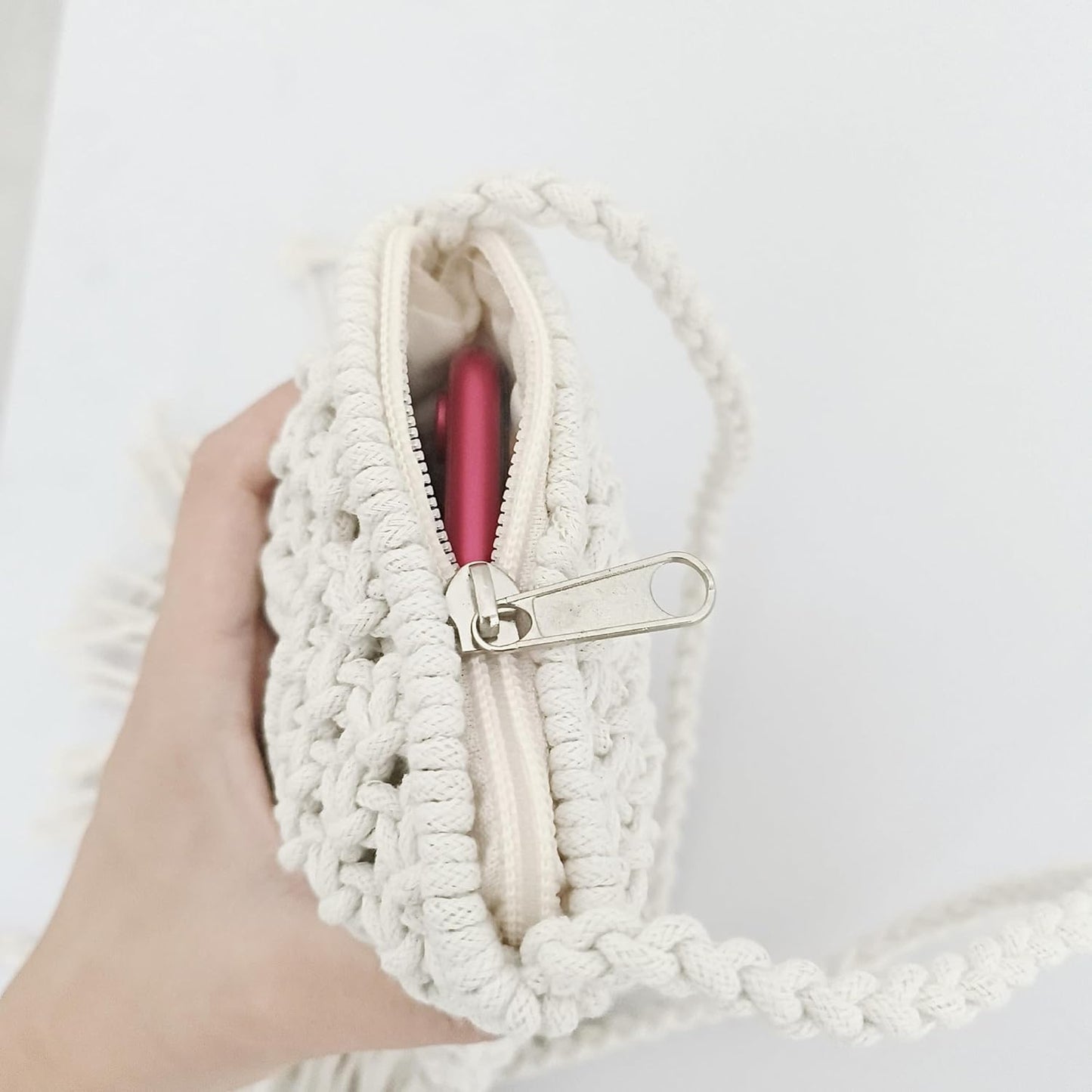 Eiyye Boho Purse Crochet Women's Crossbody Handbags Handmade Purse with Tassel, Lightweight Shoulder Bag Mini Bag